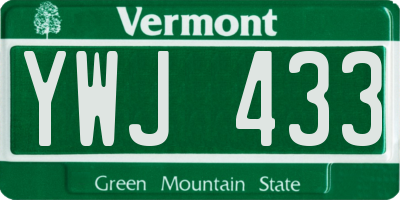 VT license plate YWJ433
