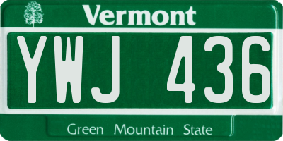 VT license plate YWJ436