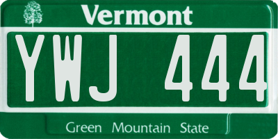 VT license plate YWJ444