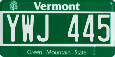 VT license plate YWJ445