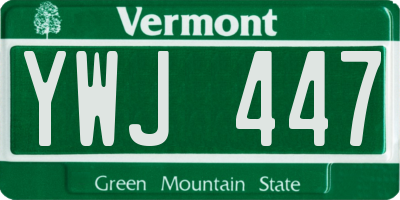 VT license plate YWJ447