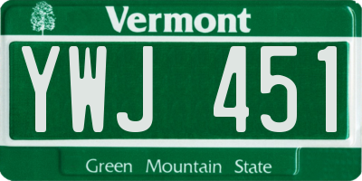 VT license plate YWJ451