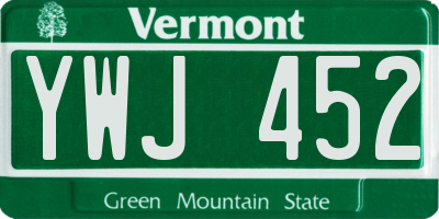 VT license plate YWJ452