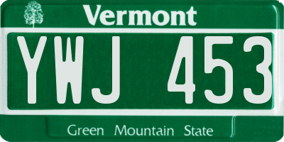 VT license plate YWJ453