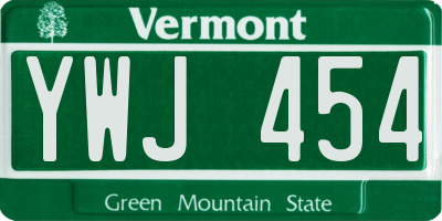 VT license plate YWJ454