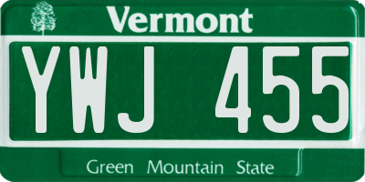 VT license plate YWJ455