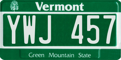 VT license plate YWJ457