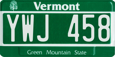 VT license plate YWJ458
