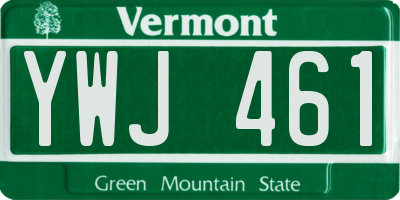 VT license plate YWJ461