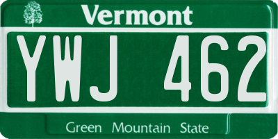 VT license plate YWJ462
