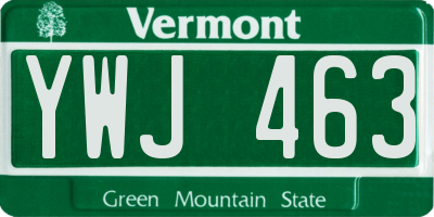 VT license plate YWJ463