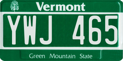 VT license plate YWJ465