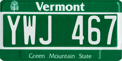 VT license plate YWJ467