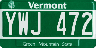 VT license plate YWJ472