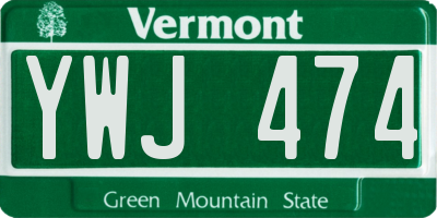 VT license plate YWJ474
