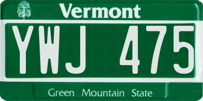 VT license plate YWJ475