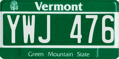 VT license plate YWJ476
