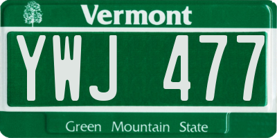 VT license plate YWJ477