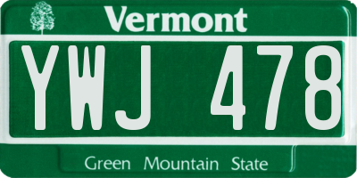 VT license plate YWJ478