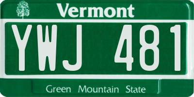 VT license plate YWJ481