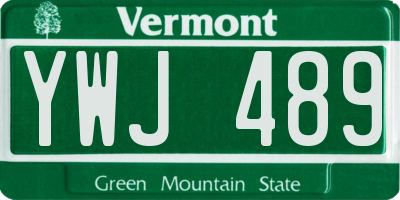 VT license plate YWJ489
