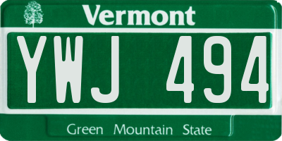 VT license plate YWJ494