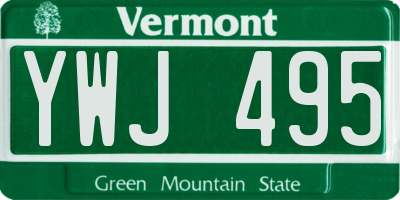 VT license plate YWJ495