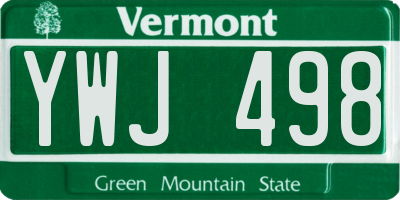 VT license plate YWJ498