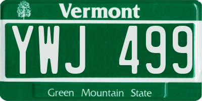 VT license plate YWJ499