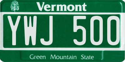 VT license plate YWJ500