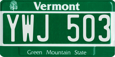 VT license plate YWJ503