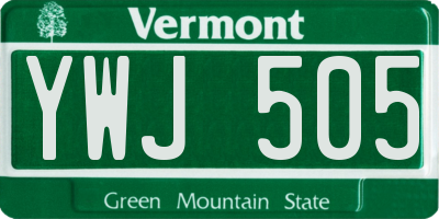 VT license plate YWJ505