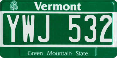 VT license plate YWJ532