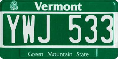 VT license plate YWJ533