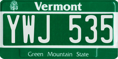 VT license plate YWJ535