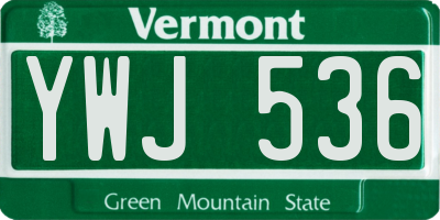 VT license plate YWJ536