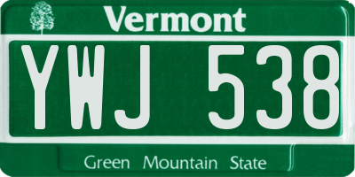 VT license plate YWJ538