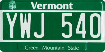 VT license plate YWJ540