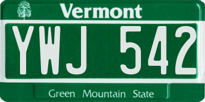 VT license plate YWJ542