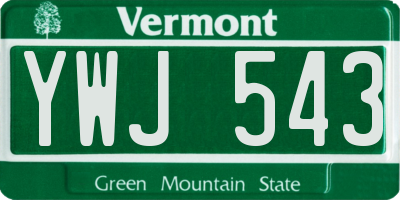 VT license plate YWJ543