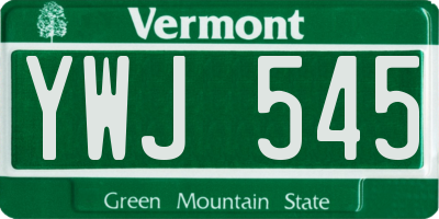 VT license plate YWJ545