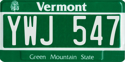 VT license plate YWJ547