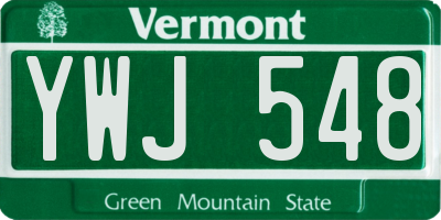 VT license plate YWJ548
