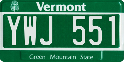 VT license plate YWJ551
