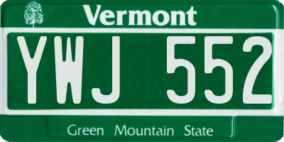 VT license plate YWJ552