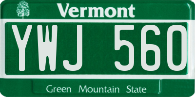 VT license plate YWJ560