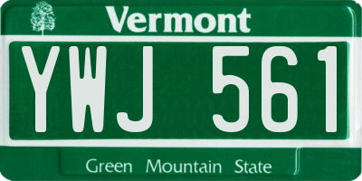 VT license plate YWJ561