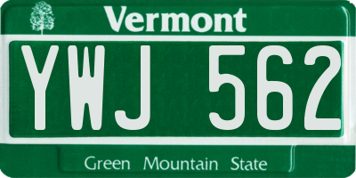 VT license plate YWJ562