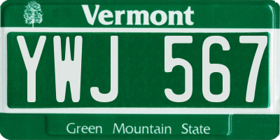VT license plate YWJ567