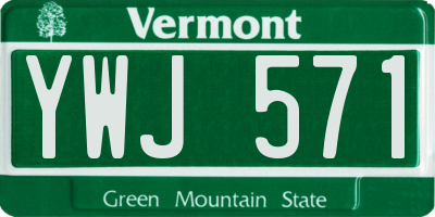 VT license plate YWJ571